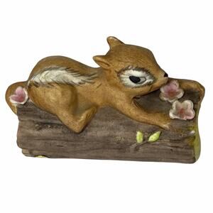 Vintage Chipmunk Mini Figurine Porcelain Shadow Box B. Utley #947 Fairycore READ